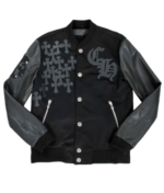 Black Letterman Varsity Jacket | Chrome Heart
