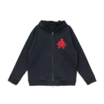 3 Red Cross Black Chrome Heart Hoodie Zip Up